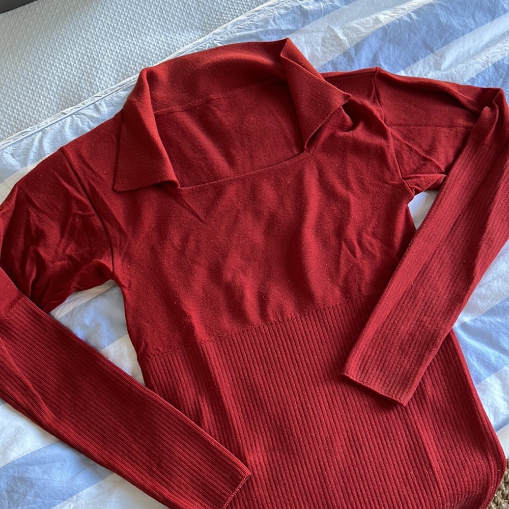 NWOT Jacquemus Red Brick Square Neck Sweater- 6